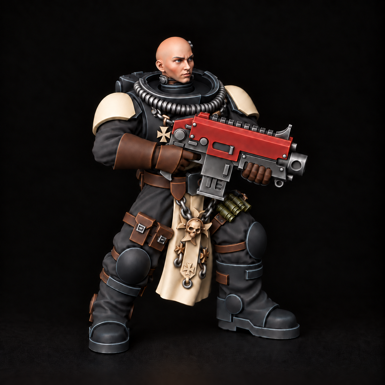 Black Templars — ivory shoulders and red rifle