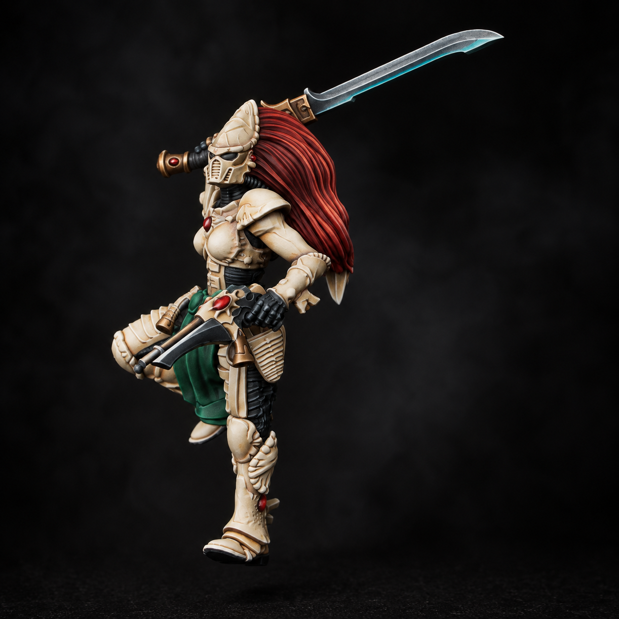 Ivory armour and crimson hair
