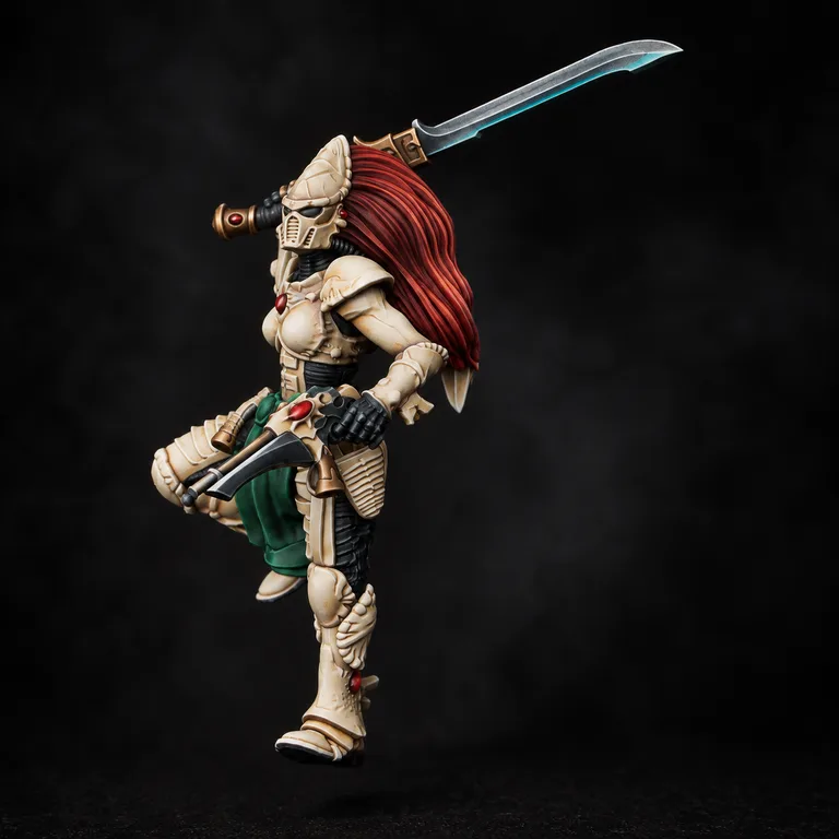 Ivory armour and crimson hair