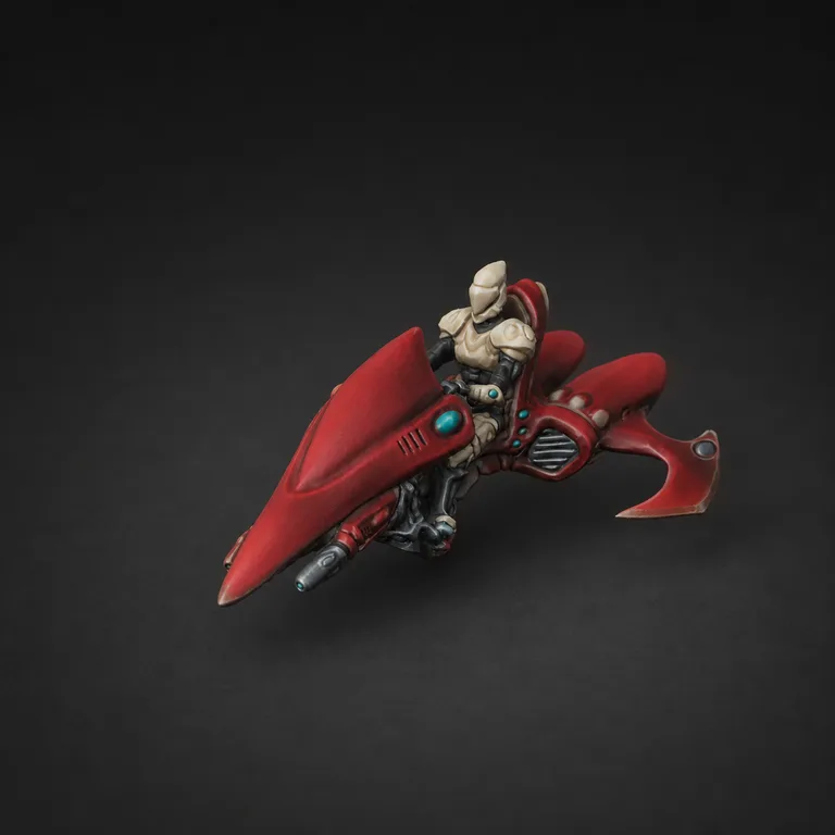 Crimson and ivory jetbike — inspired display scheme