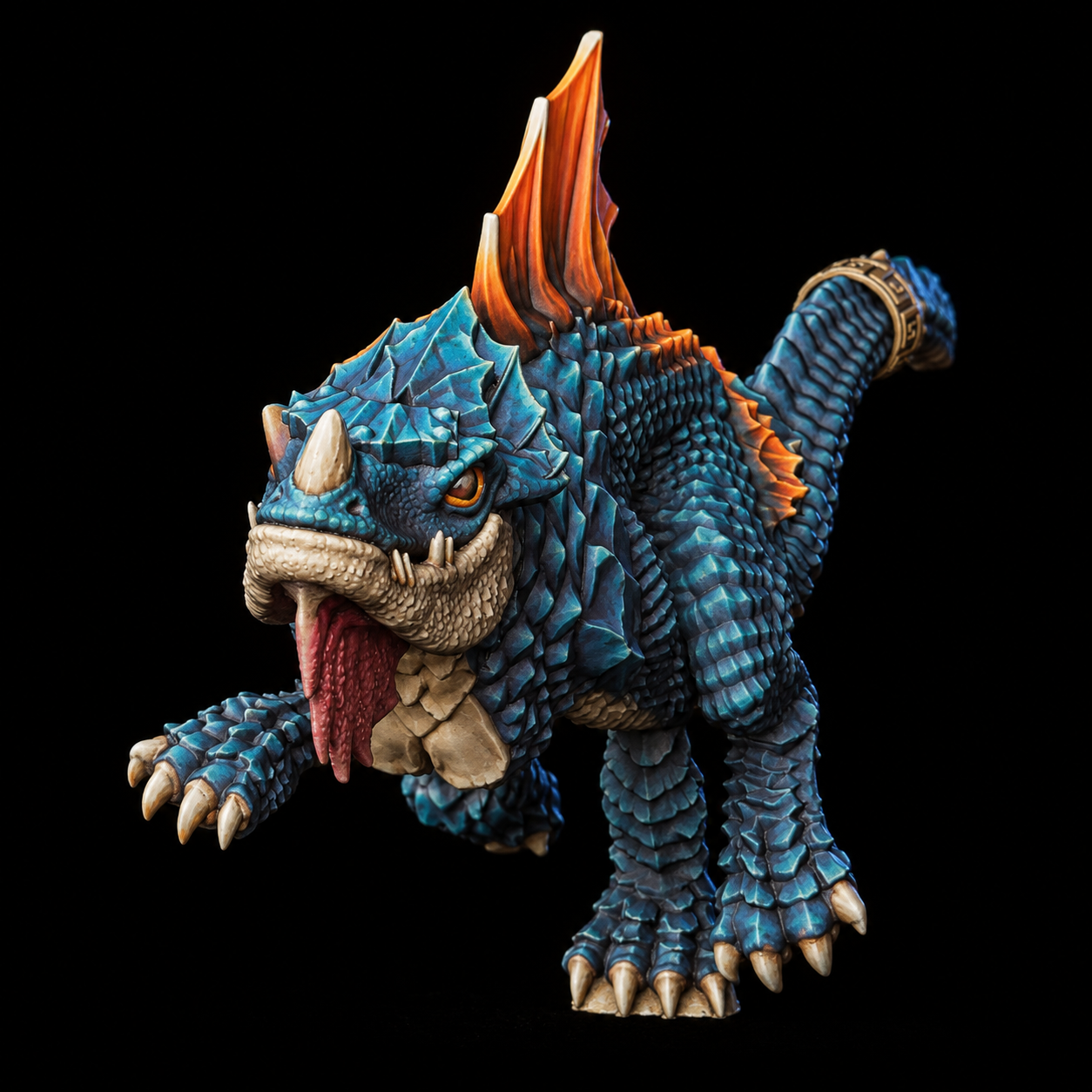 Turquoise scales and fire