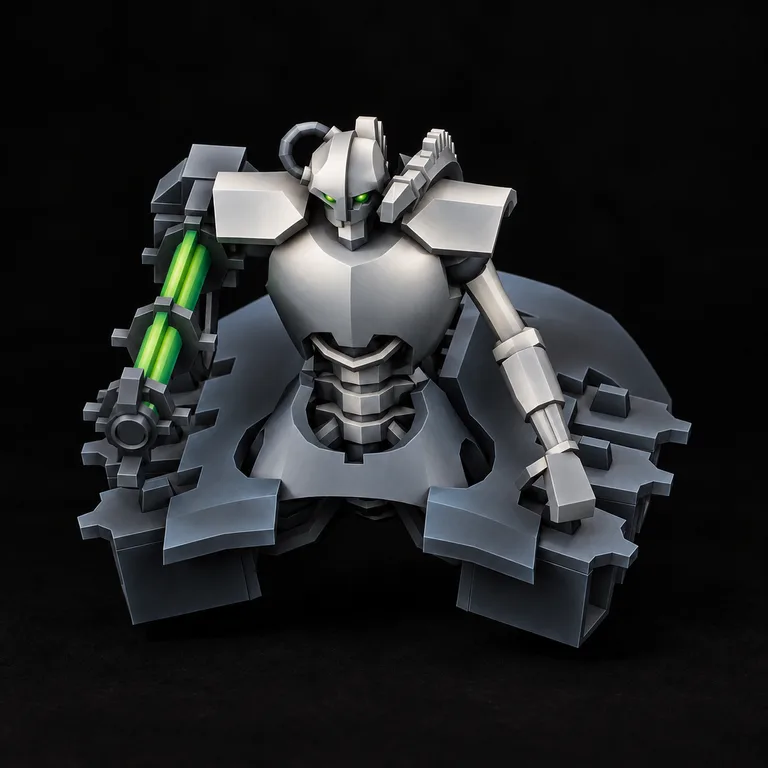 Silver armour and green gauss energy