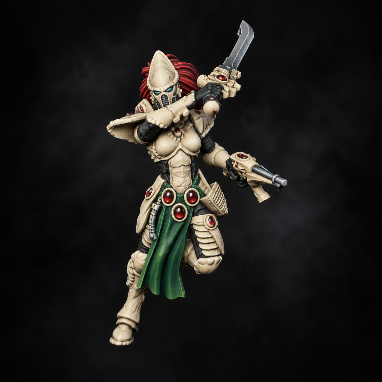 Ivory armour and crimson hair