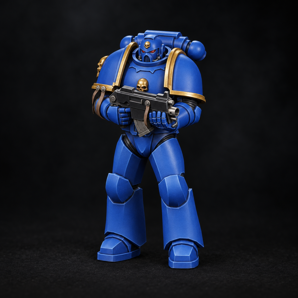 Blue armour and gold trim