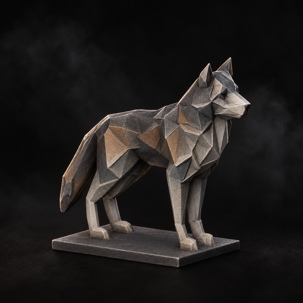 Painted faceted wolf study