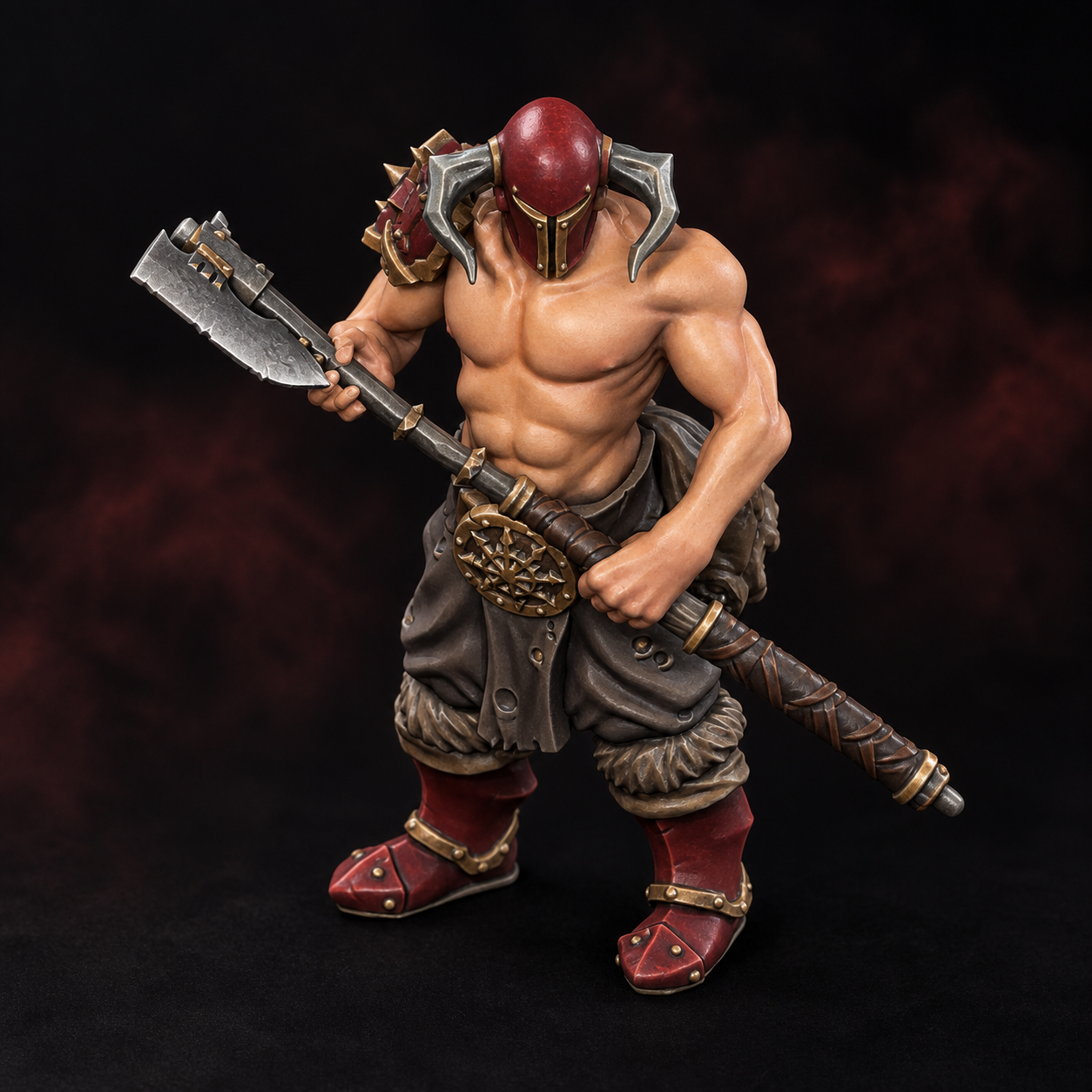 Crimson armour and brass